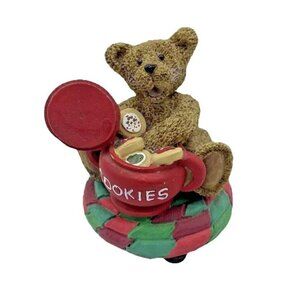 Kurt Adler Bear Cookie Jar Christmas  Figurine Decor Holiday Kidcore Resin Baker